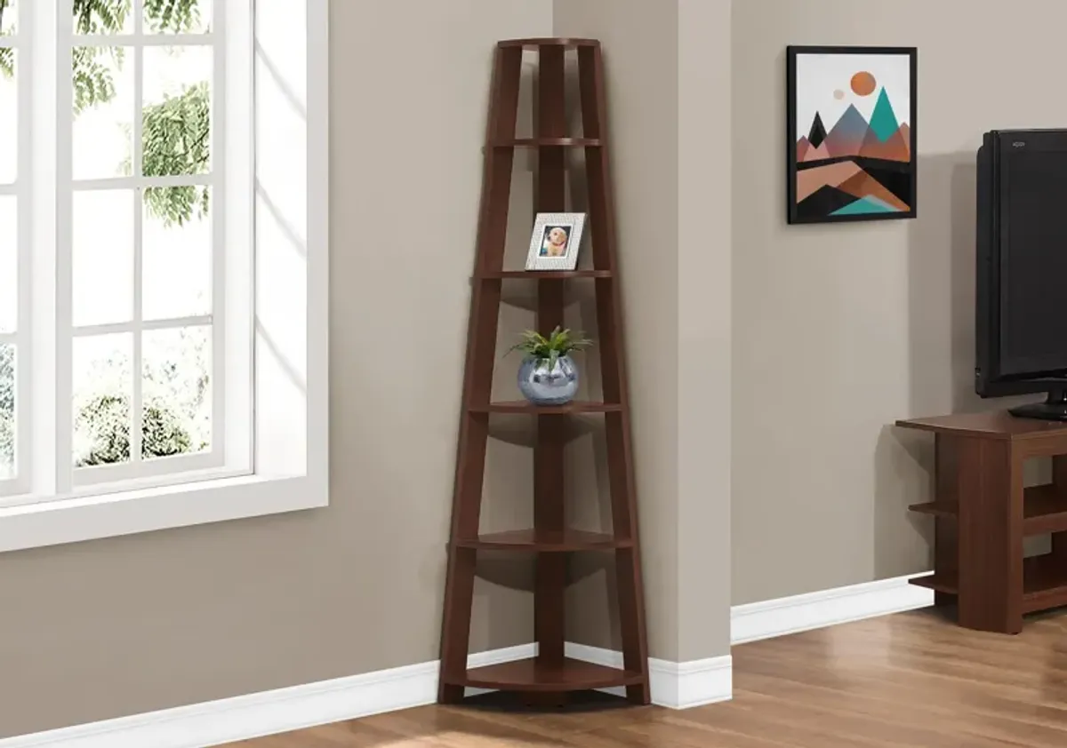 Bookshelf, Bookcase, Etagere, Corner, 5 Tier, For Office, Contemporary & Modern - Cherry