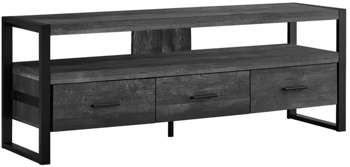 TV Stand, Console, Media Entertainment Center, Storage Solution Drawers - Black