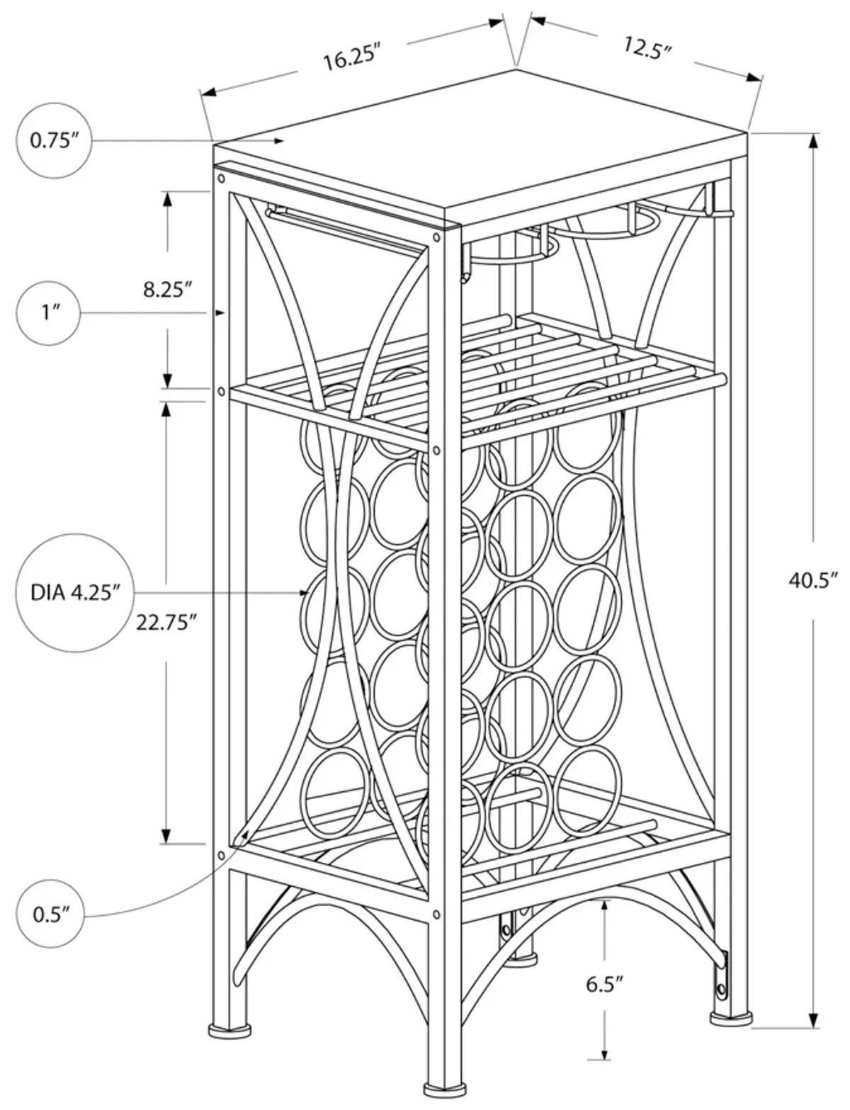 Home Bar, Wine Rack, Transitional - Black