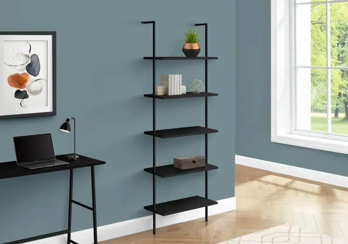 Bookshelf, Bookcase, Etagere, Ladder, 5 Tier, For Office, Contemporary & Modern - Black