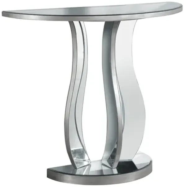 Accent Console Table For Entryway, Mirror, Transitional - Silver