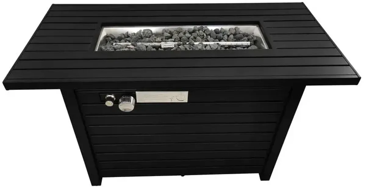 Outdoor Fire Pit Table With Lid Durable Construction - Black