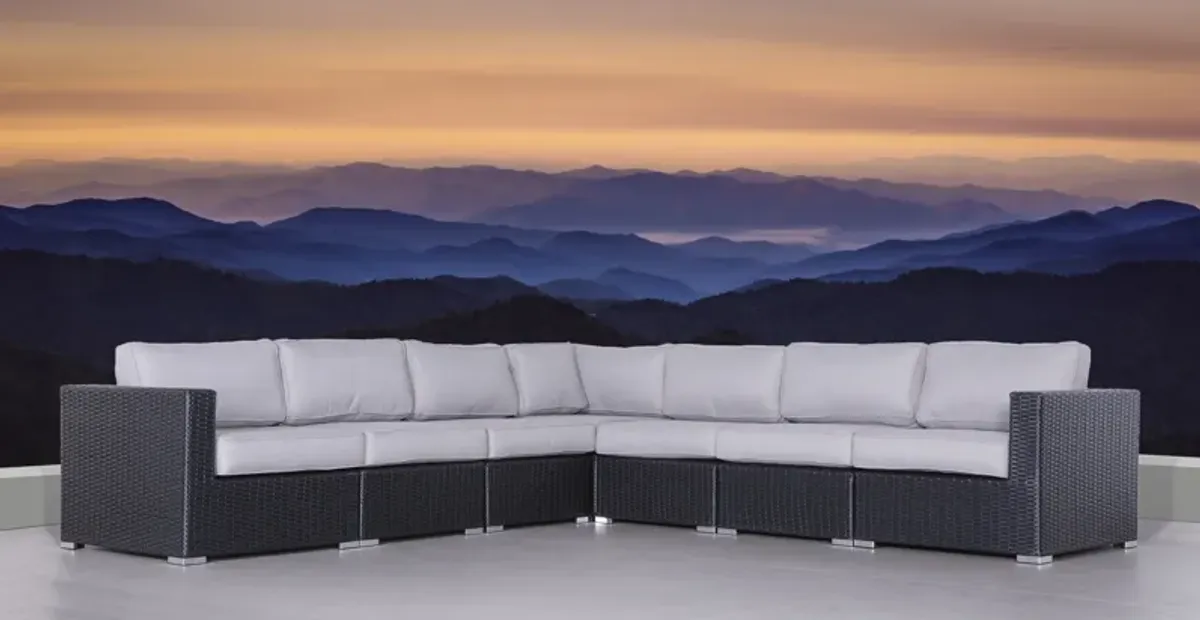 Wide Outdoor Patio Sectional With Cushions - Black