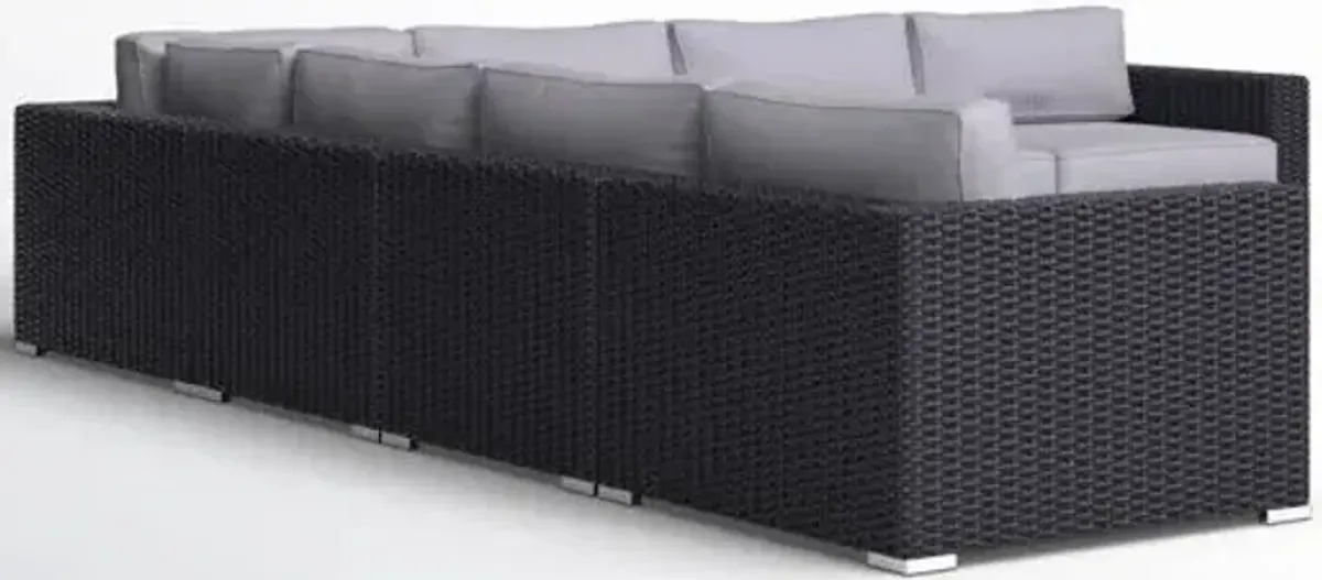 Wide Outdoor Patio Sectional With Cushions - Black