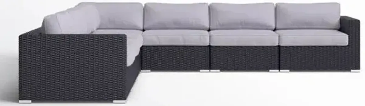 Wide Outdoor Patio Sectional With Cushions - Black