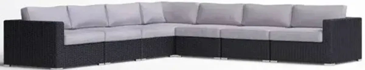 Wide Outdoor Patio Sectional With Cushions - Black