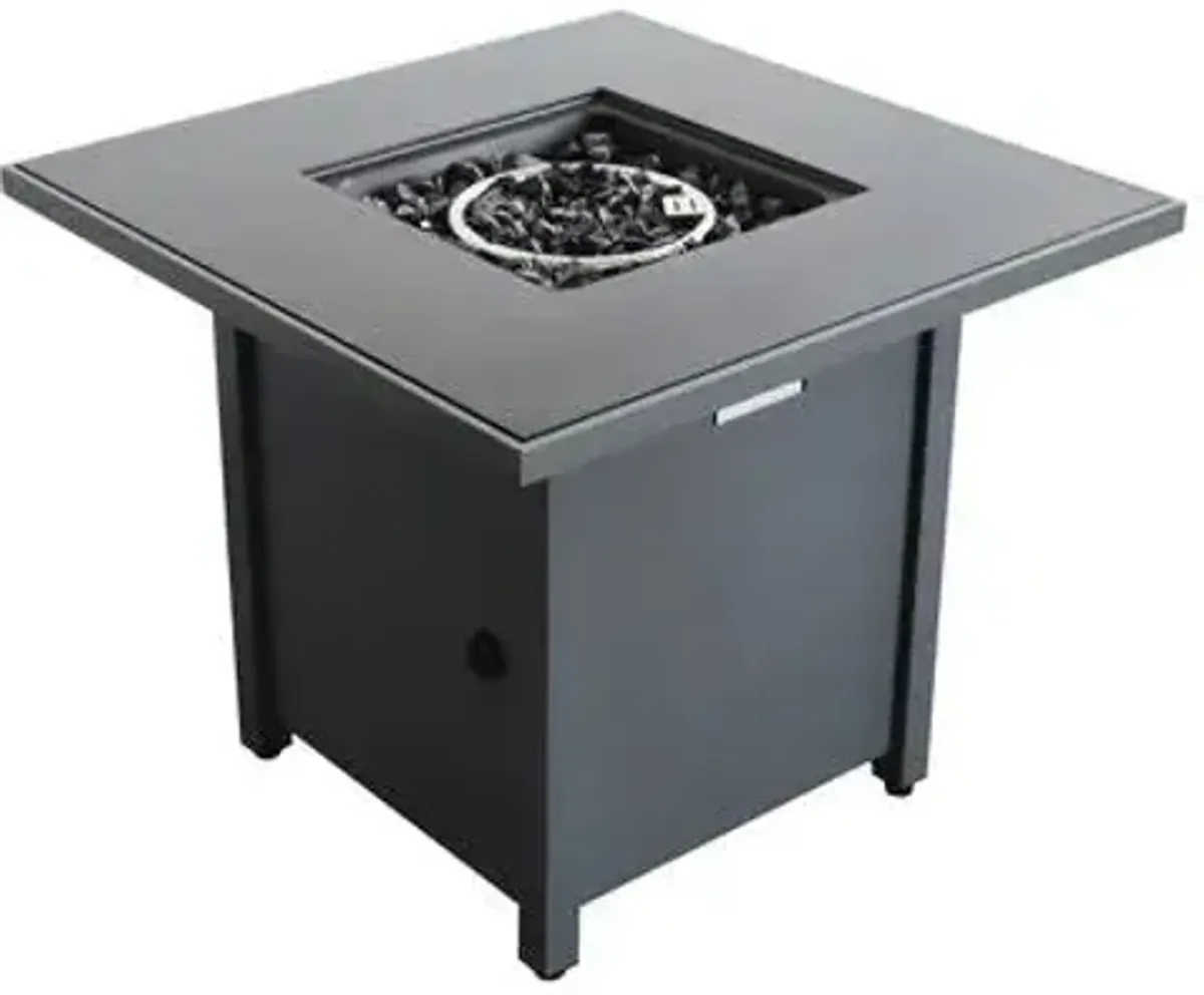 Outdoor Fire Pit Table With Lid - Gray