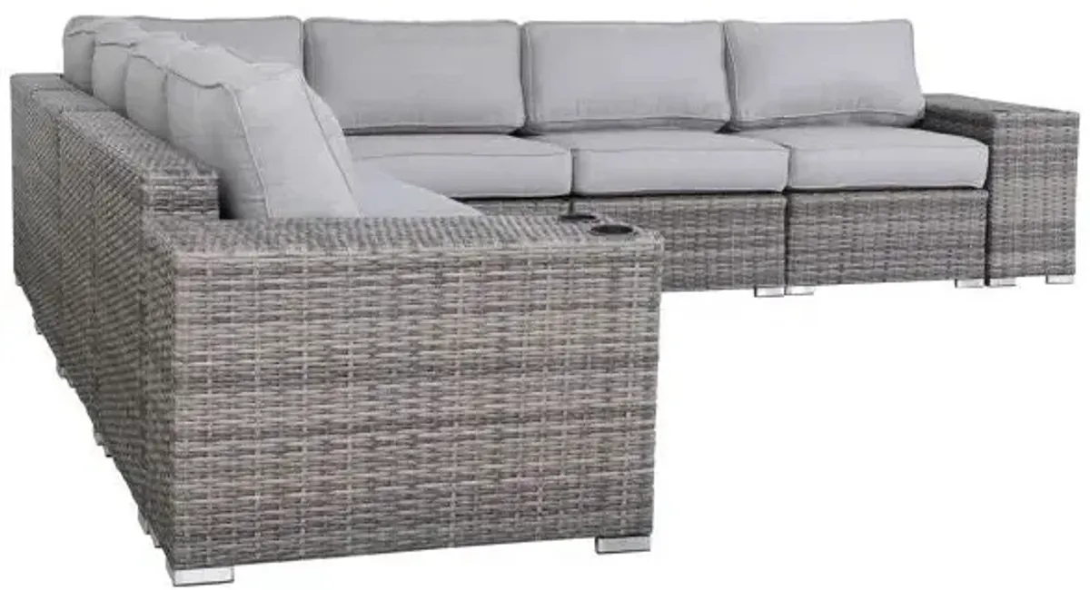 Minnesota - 9 Piece Sectional Sofa Set With Cushions - Gray Mix