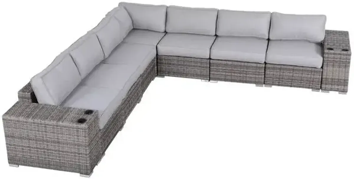 Minnesota - 9 Piece Sectional Sofa Set With Cushions - Gray Mix