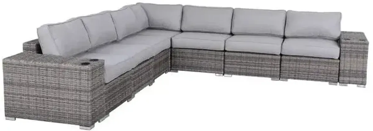 Minnesota - 9 Piece Sectional Sofa Set With Cushions - Gray Mix