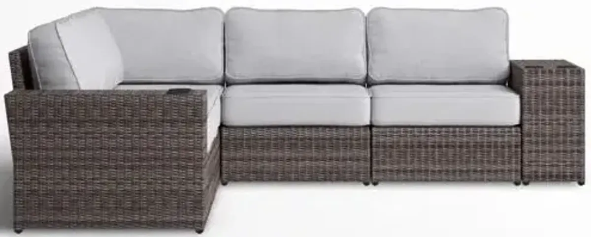 Wide Reversible Outdoor Sectional Sofa With Cushions - Brown / Gray