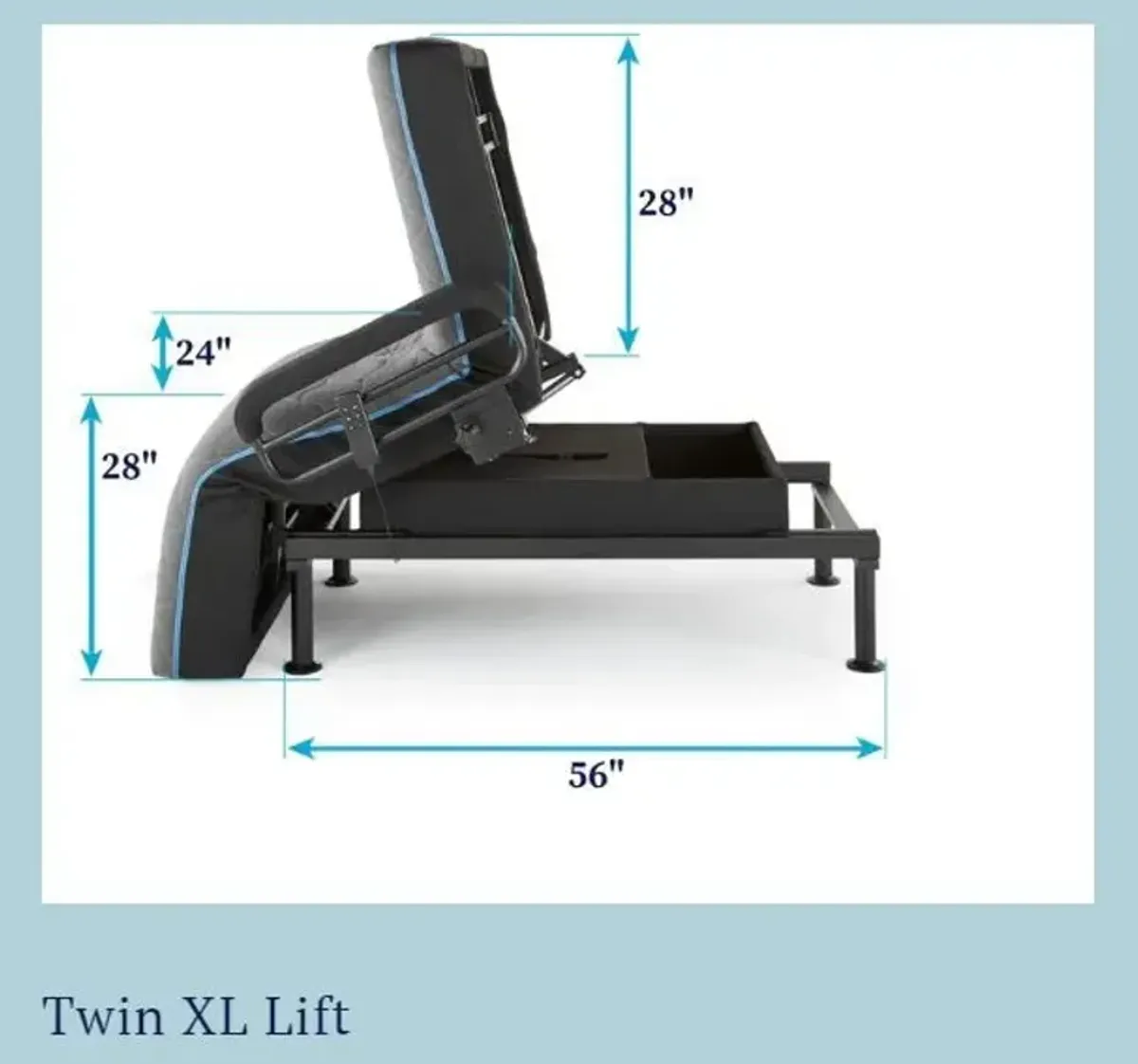 Adjustable Sleep To Stand Bed With Convenient Lift Assist Txl - Blue