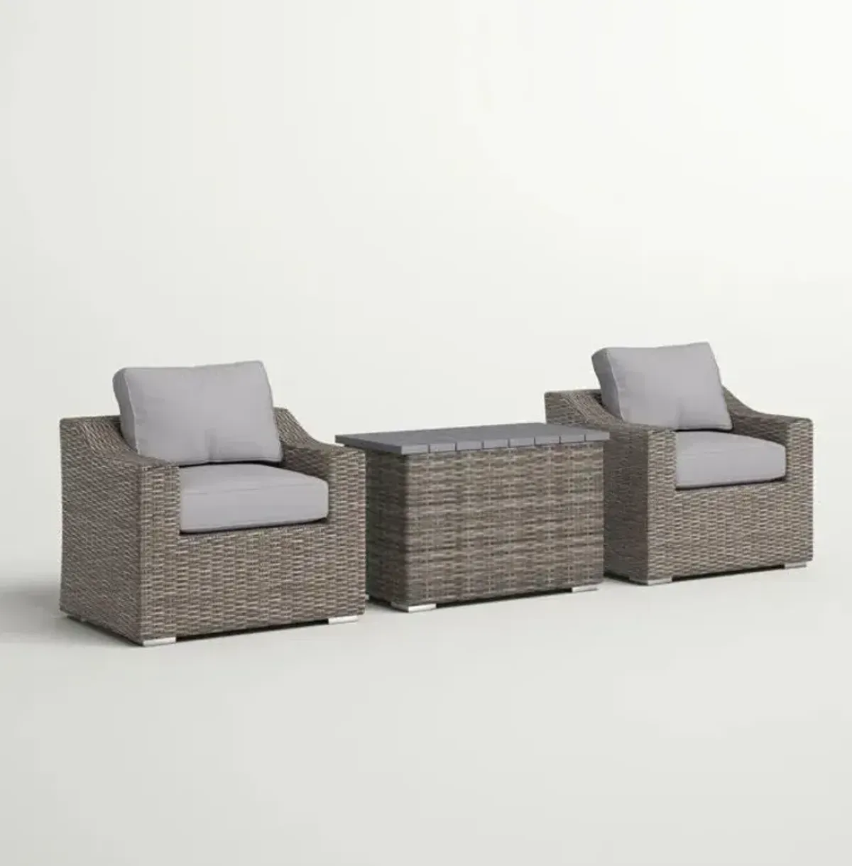 Chic 2 Person Seating Group With Cushions Ideal For Cozy Outdoor Gatherings - Gray Mix