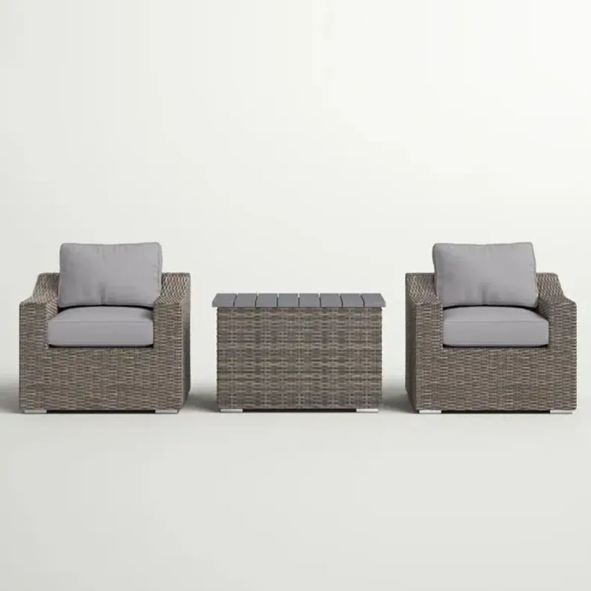 Chic 2 Person Seating Group With Cushions Ideal For Cozy Outdoor Gatherings - Gray Mix