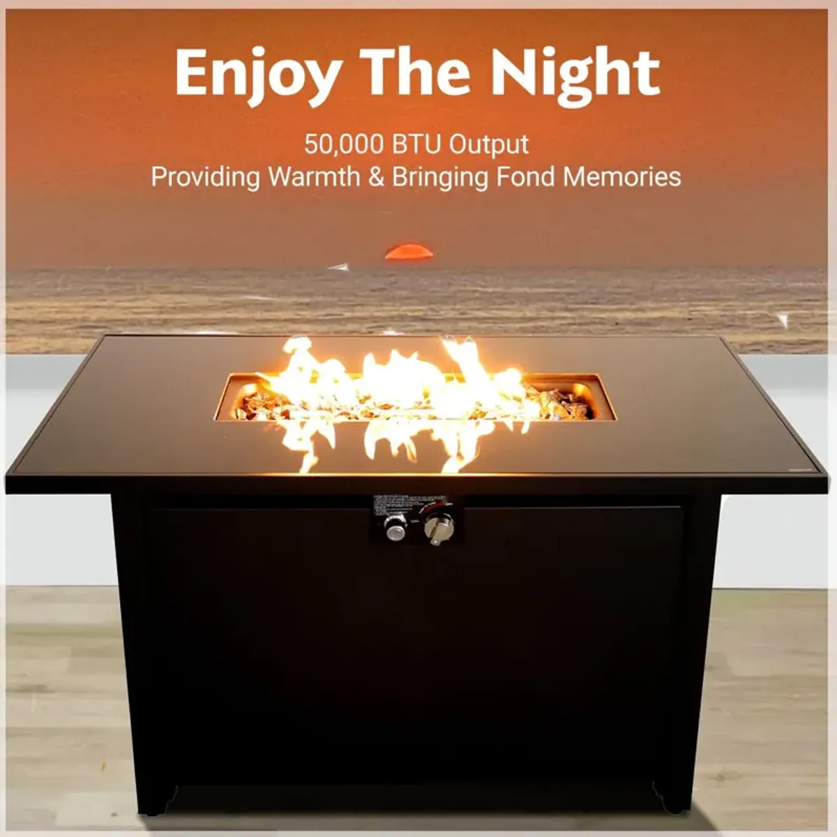 Outdoor Fire Pit Table With Lid High-Quality Materials - Black