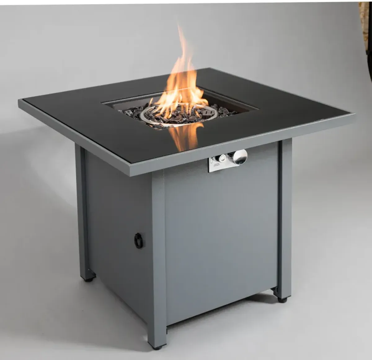 Durable Construction Outdoor Fire Pit Table With Lid - Gray