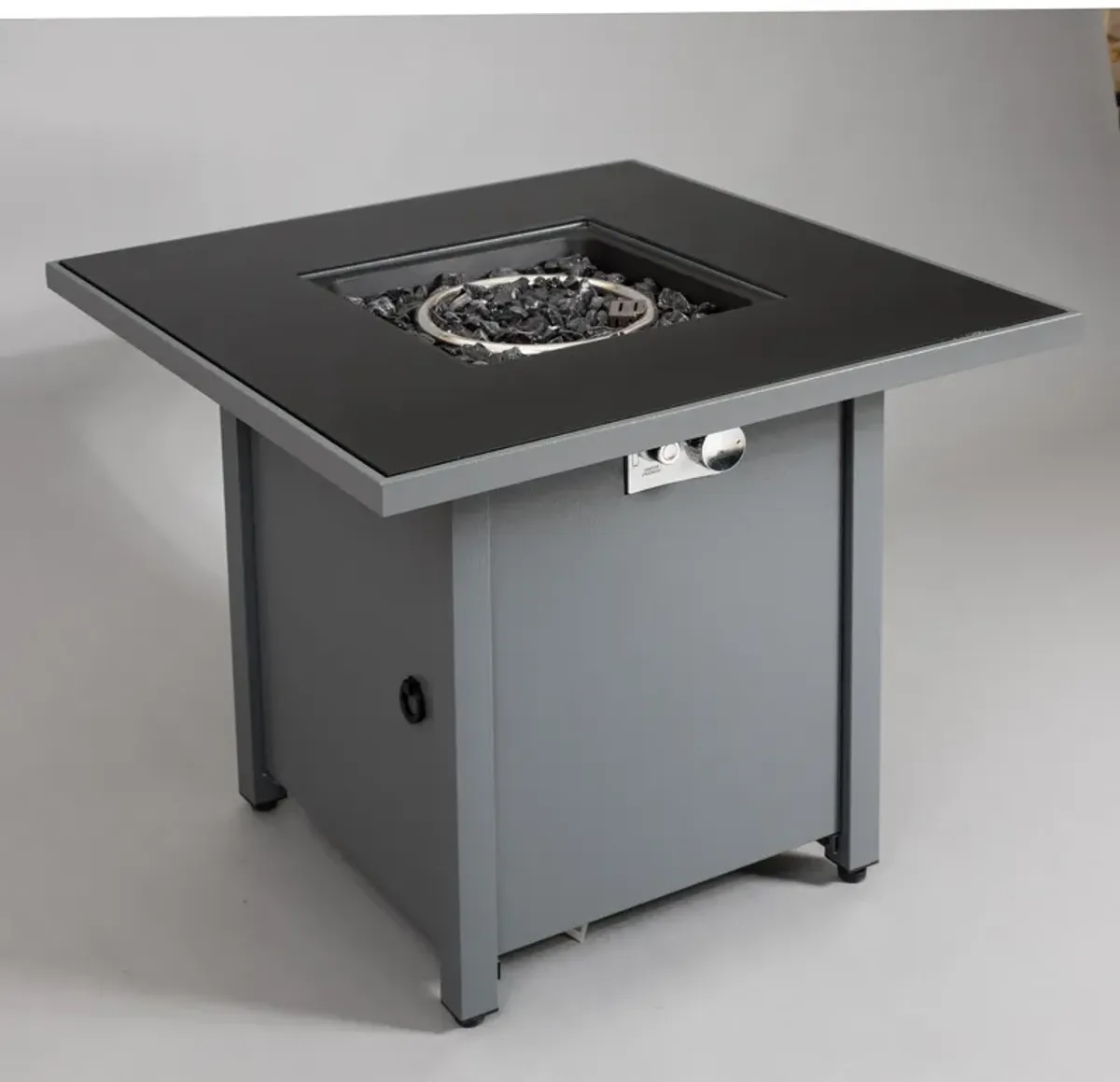 Durable Construction Outdoor Fire Pit Table With Lid - Gray