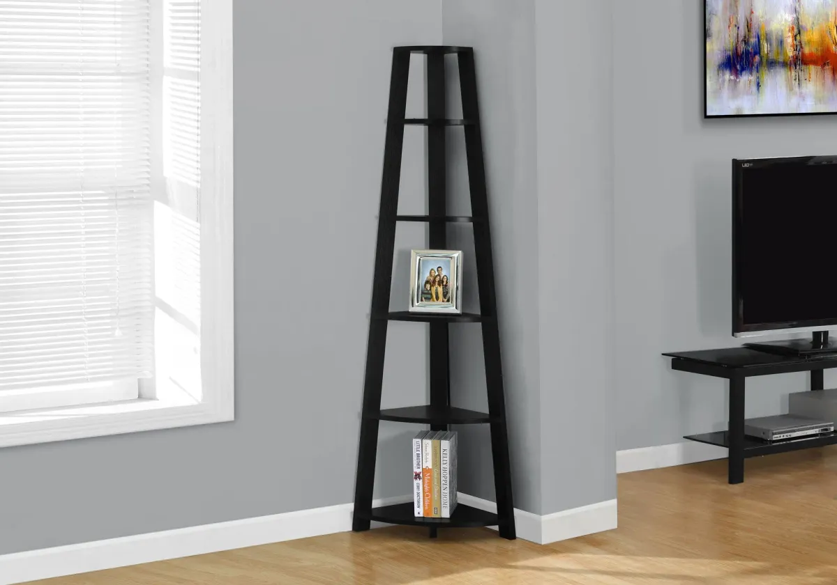 Bookshelf, Bookcase, Etagere, Corner, 5 Tier, For Office, Contemporary & Modern