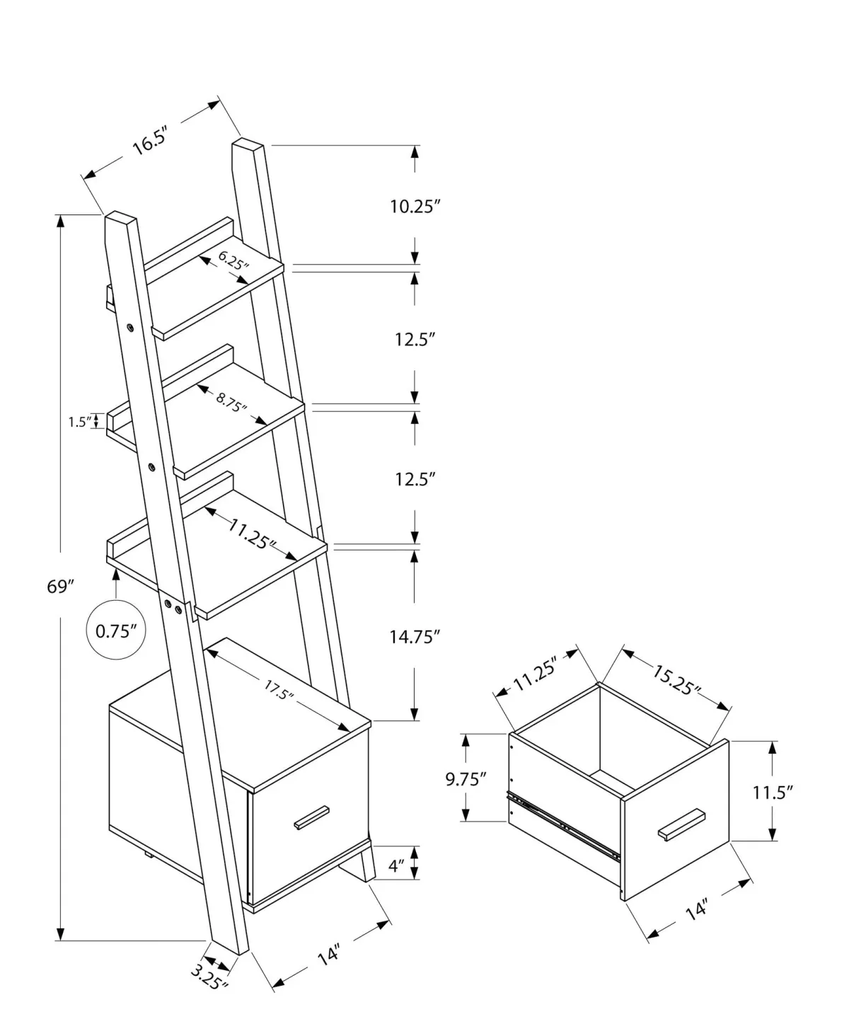 Bookshelf, Etagere, Corner, Ladder, For Office, Contemporary & Modern