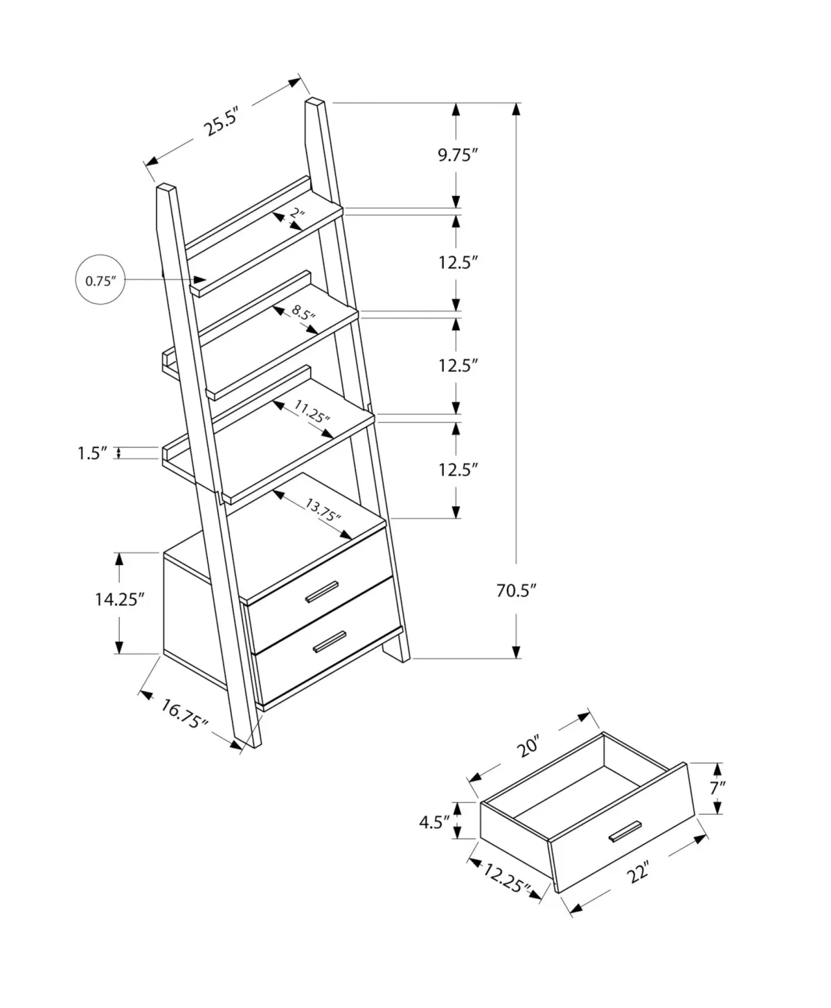 Bookshelf, Etagere, Corner, Ladder, For Office, Contemporary & Modern