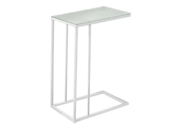 Accent Table, C - Shaped, Tempered Glass, Stylish Design Contemporary & Modern