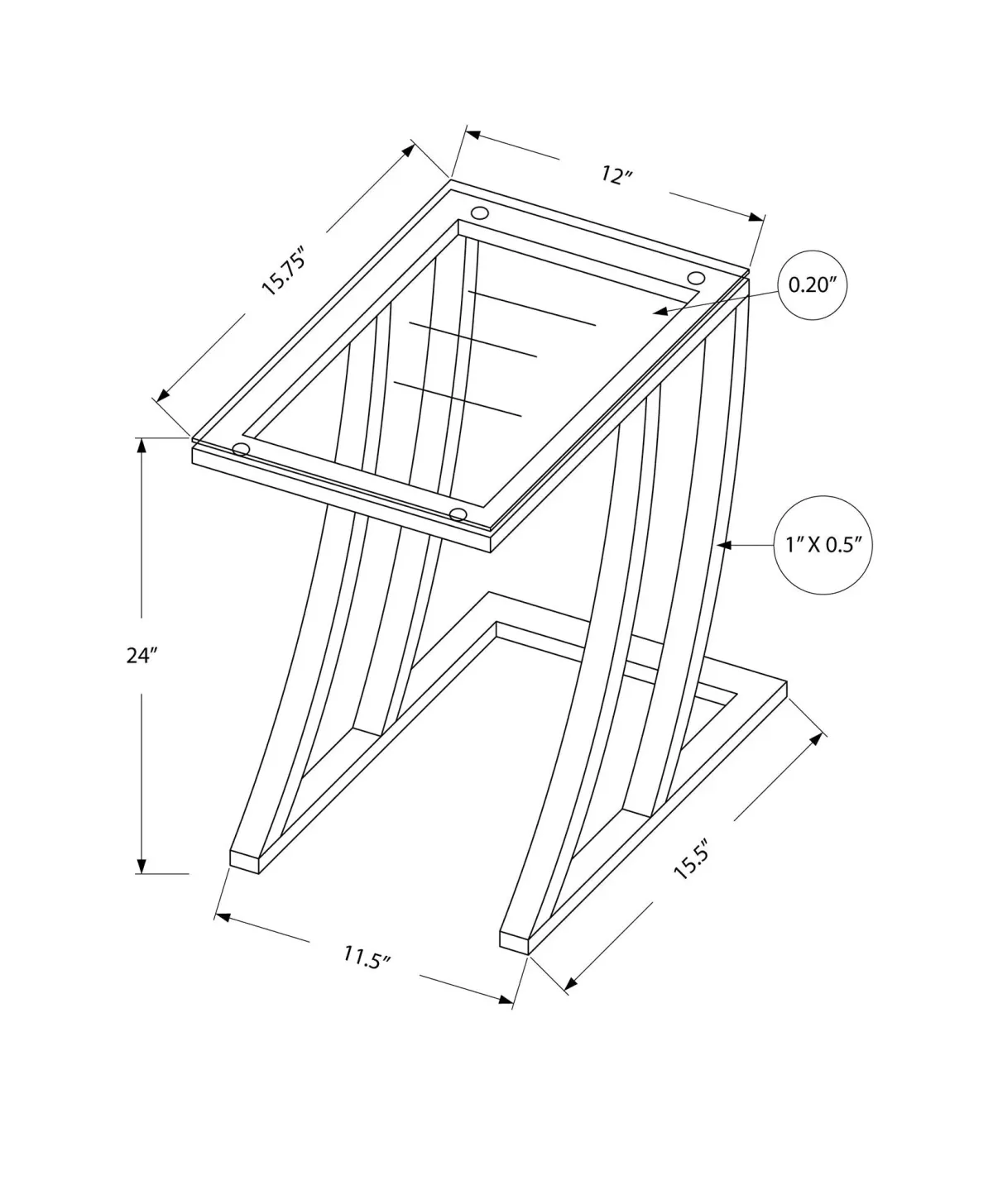 Accent Table, C - Shaped, Sturdy Construction, Contemporary & Modern