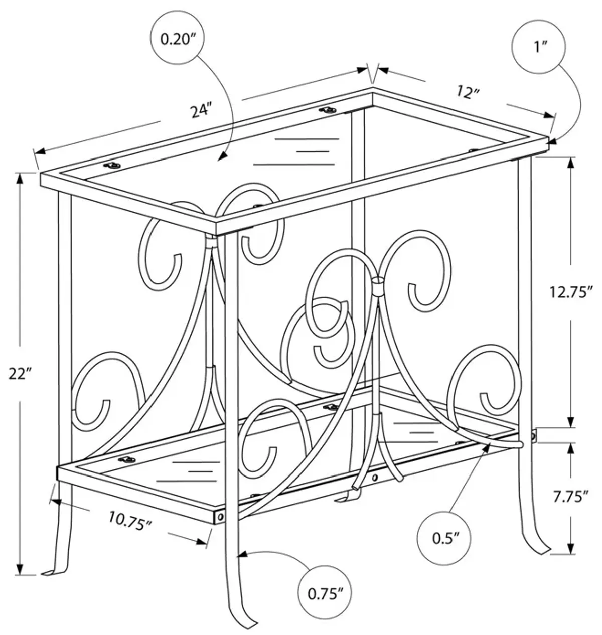 Elegant Design Accent Table, Side Traditional