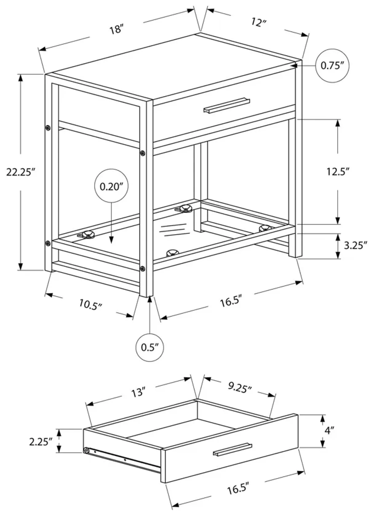 Versatile Accent Side Table, Storage Drawer