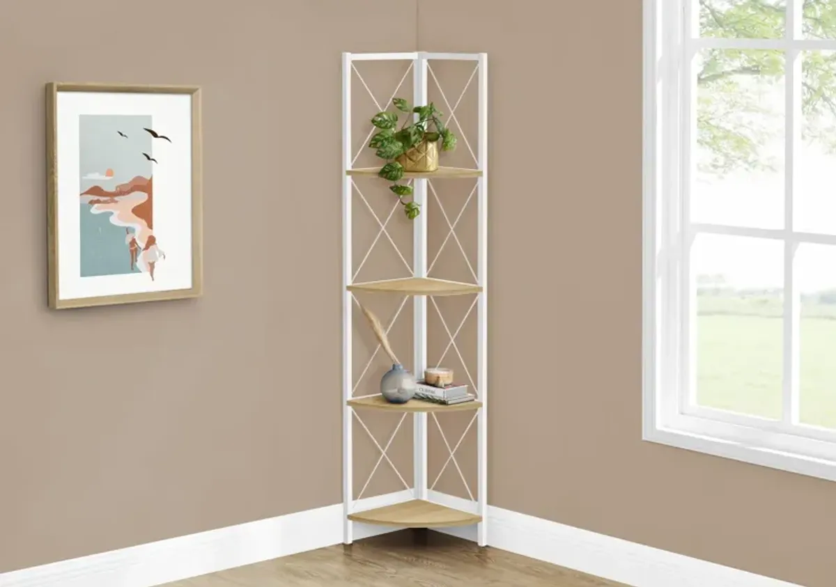 Bookshelf, Bookcase, Etagere, Corner, 4 Tier, Office, Marble Look Contemporary & Modern