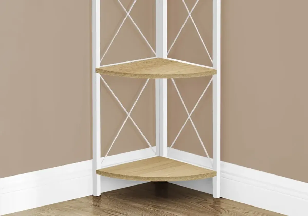 Bookshelf, Bookcase, Etagere, Corner, 4 Tier, Office, Marble Look Contemporary & Modern