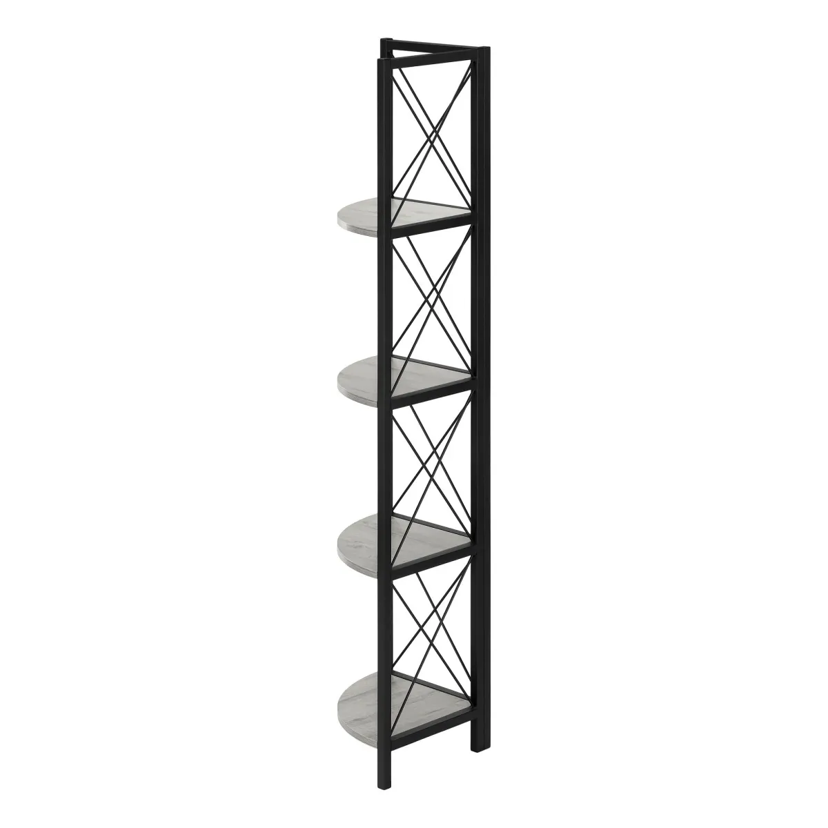 Bookshelf, Bookcase, Etagere, Corner, 4 Tier, Office, Marble Look Contemporary & Modern