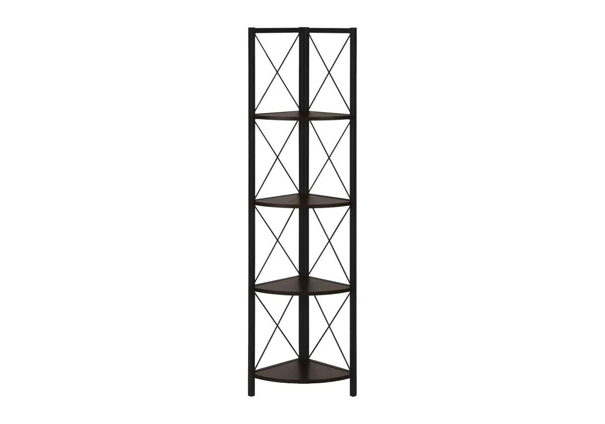 Bookshelf, Bookcase, Etagere, Corner, 4 Tier, Office, Marble Look Contemporary & Modern