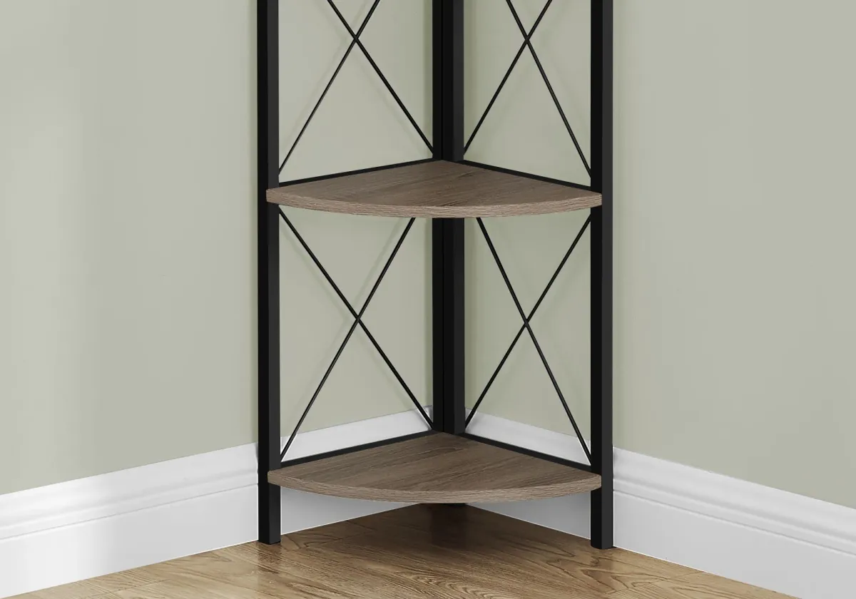 Bookshelf, Bookcase, Etagere, Corner, 4 Tier, Office, Marble Look Contemporary & Modern