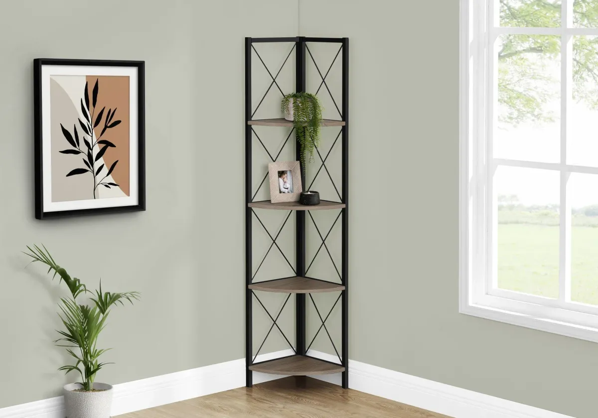 Bookshelf, Bookcase, Etagere, Corner, 4 Tier, Office, Marble Look Contemporary & Modern