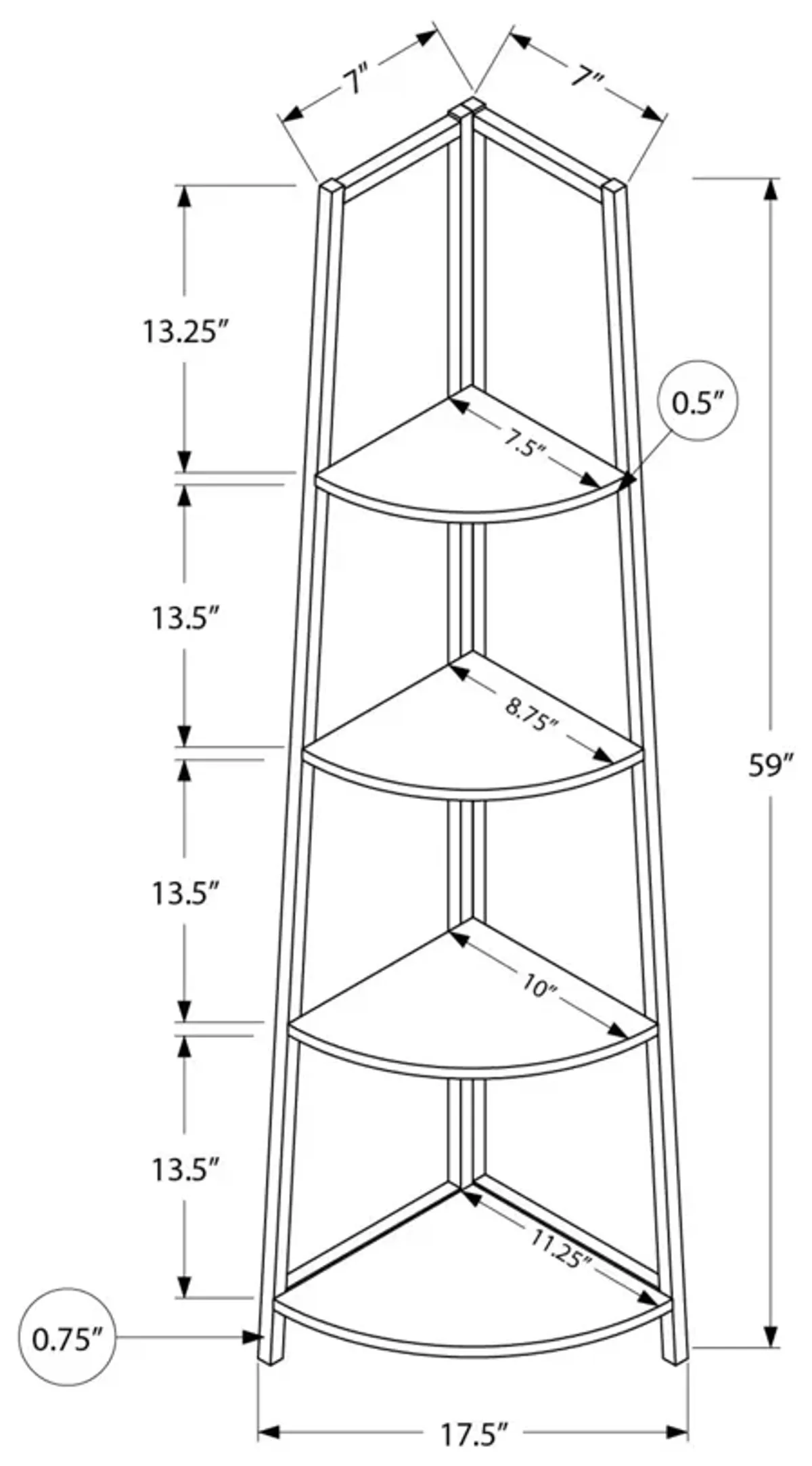 Bookshelf, Etagere, Corner, 4 Tier, Office, Contemporary & Modern