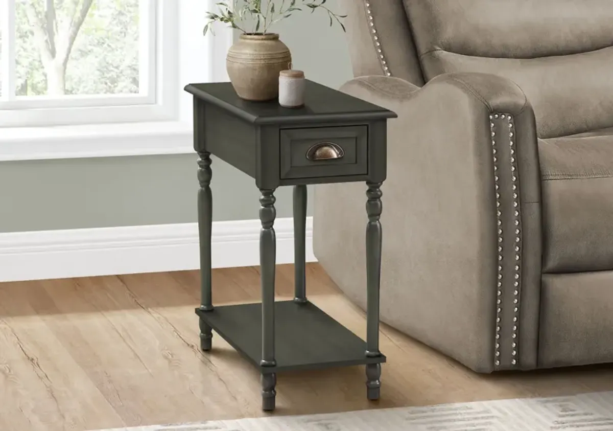 Accent Side Table, 2 Tier, Storage Drawer, Stylish Traditional Design