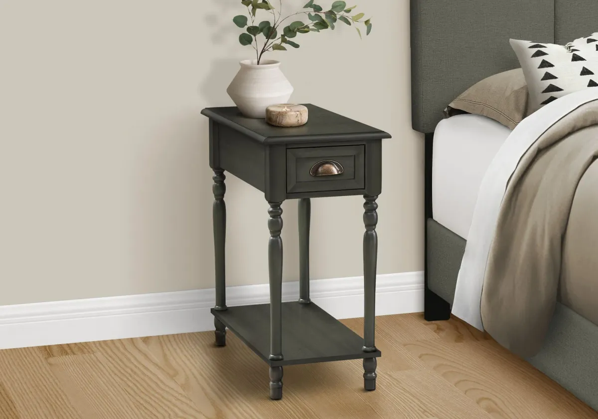 Accent Side Table, 2 Tier, Storage Drawer, Stylish Traditional Design