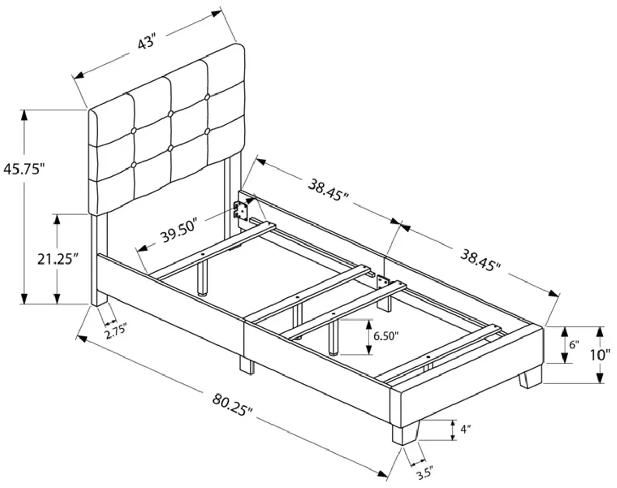 Bed, Upholstered, Frame Only, Transitional