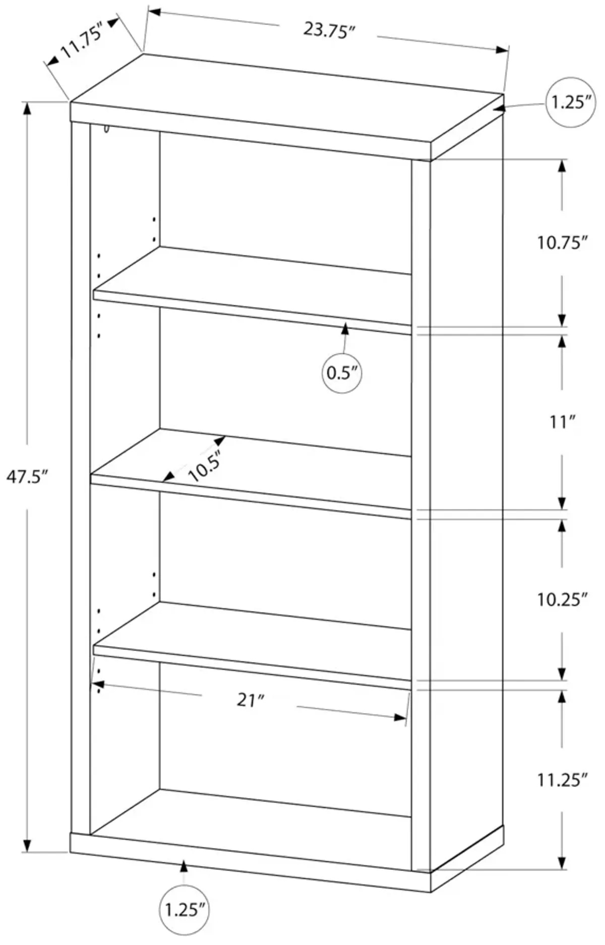 5 Tier For Office Bookshelf, Bookcase, Etagere, Contemporary & Modern