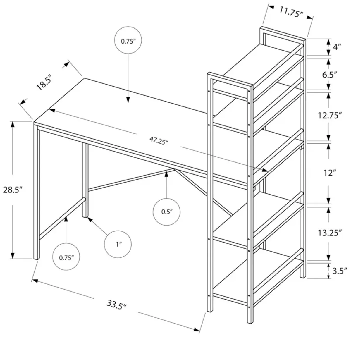 Computer Desk For Home Office, Laptop Storage Shelves