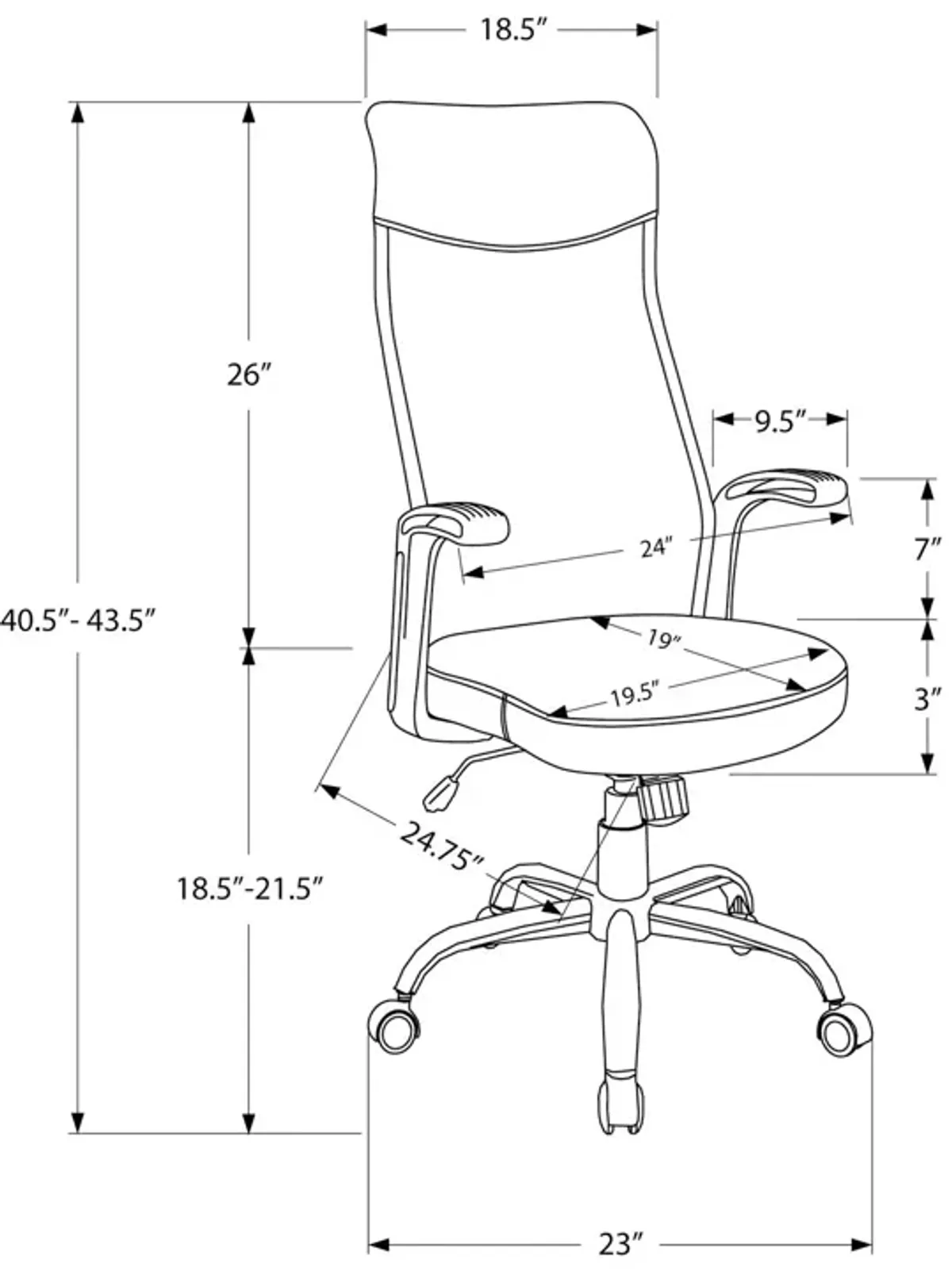 Office Chair, Adjustable Height, Swivel, Armrests, Contemporary & Modern