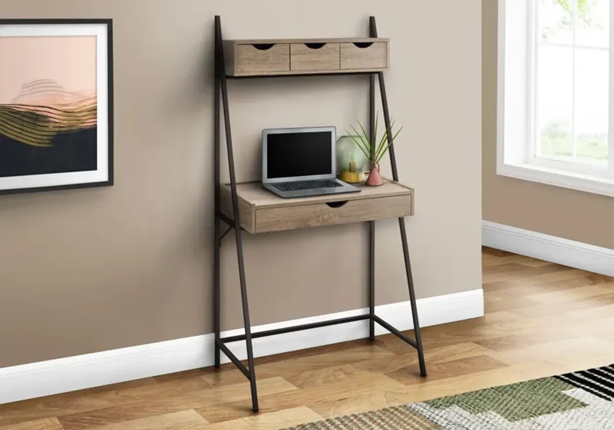 Computer Desk For Home Office, Laptop, Leaning, Storage Drawers, Contemporary & Modern