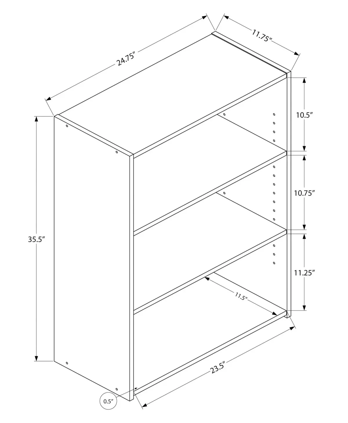 Bookshelf, Bookcase, 4 Tier, For Office, Transitional