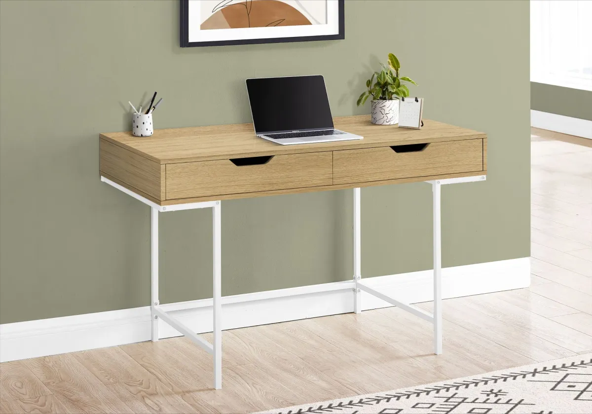 Computer Desk For Home Office, Storage Drawers, Marble Look Contemporary & Modern