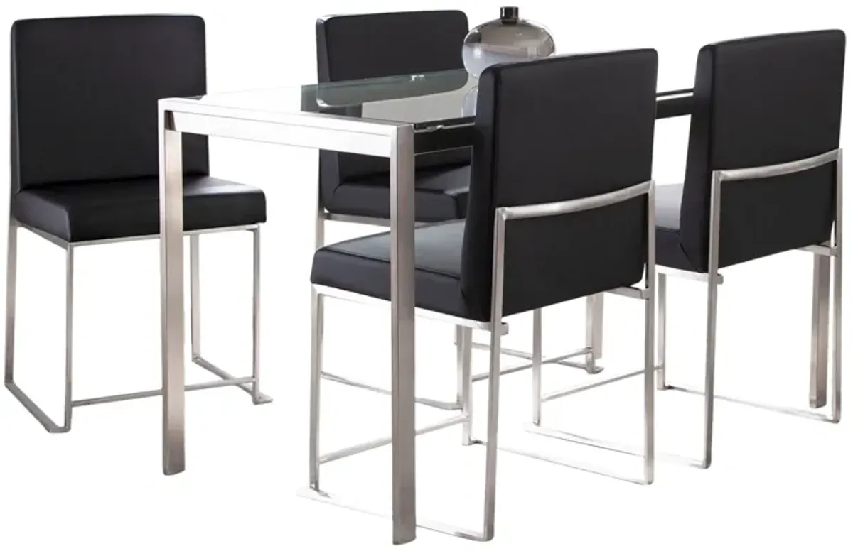 Fuji - High Back Contemporary Dining Set, Glass 5 Piece