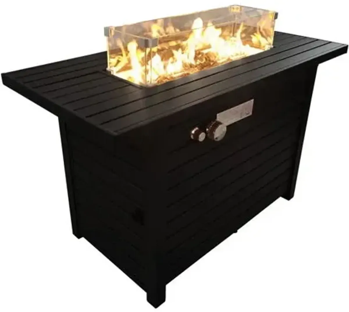 Propane Fire Pit Table With Cover - Black