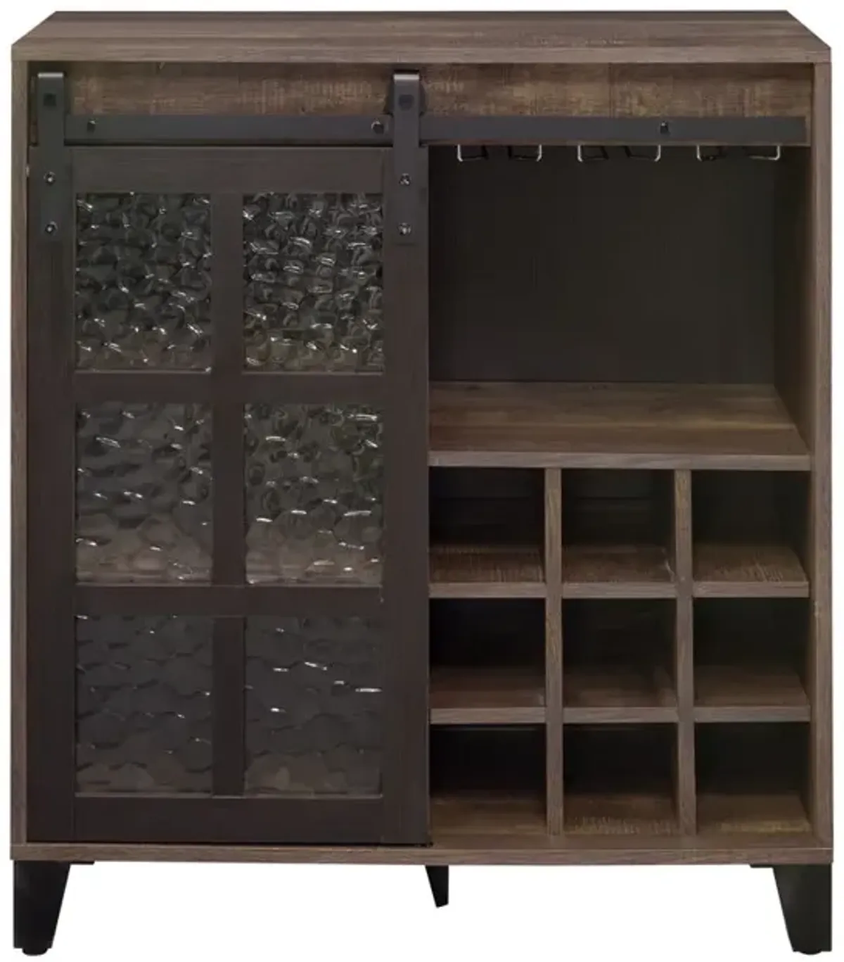 Treju Obscure - Glass, Rustic Wine Cabinet - Black / Oak