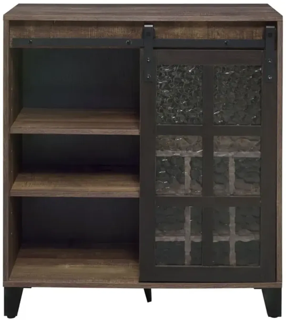 Treju Obscure - Glass, Rustic Wine Cabinet - Black / Oak