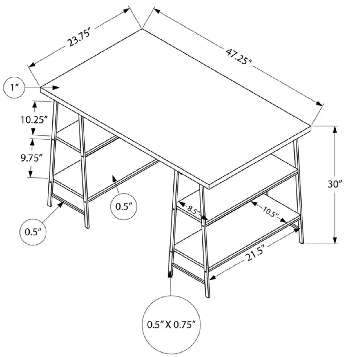 Computer Desk For Home Office, Laptop, Storage Shelves, Contemporary & Modern