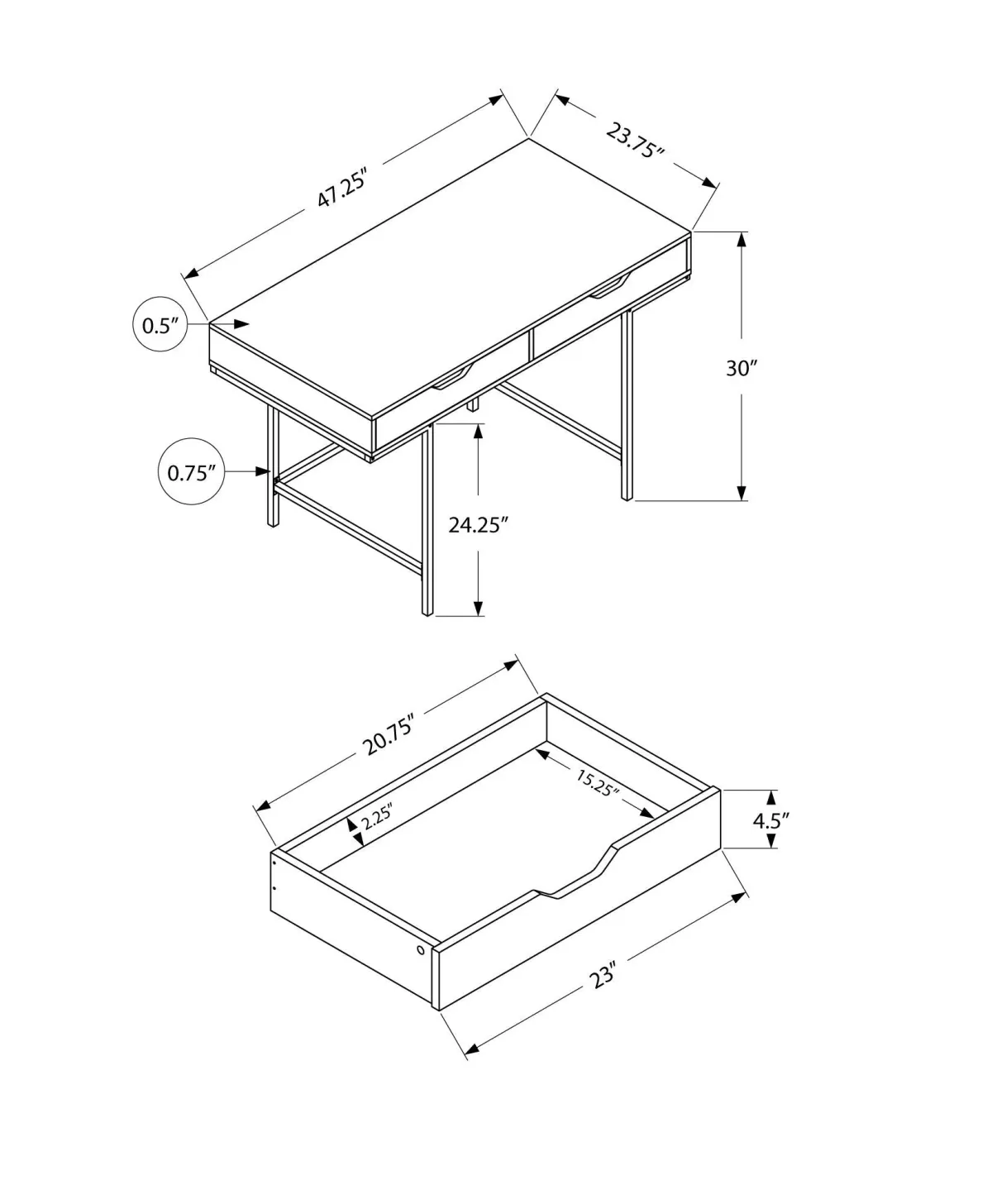 Computer Desk For Home Office, Laptop, Storage Drawers, Contemporary & Modern